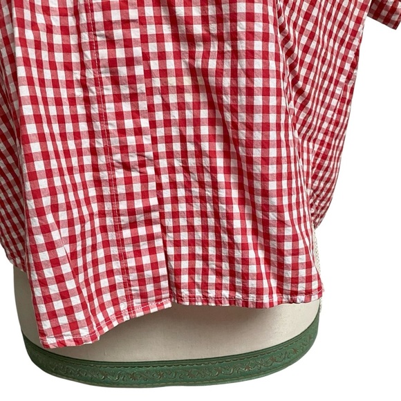Weekday Stella Gingham Blouse XS Red White Check Cropped Boxy Cotton Shirt - Picture 4 of 14